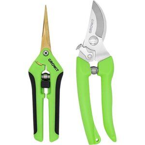 Pruning Shears & Gardening Scissors Set - 7"Titanium Coated Sharp Garden Clipper